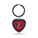 San Diego State Black Rhinestone Heart Keychain