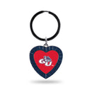 Gonzaga Navy Rhinestone Heart Keychain