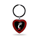 Cincinnati University Red Rhinestone Heart Keychain