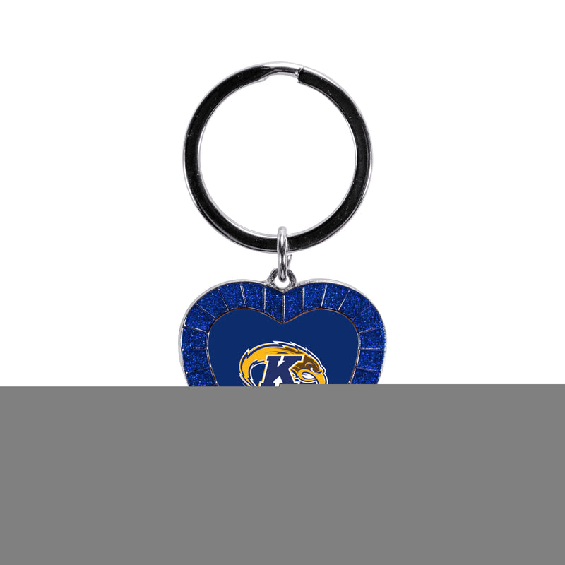 Kent State Colored Rhinestone Heart Keychain - Royal