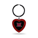 Miami Of Ohio Colored Rhinestone Heart Keychain - Red