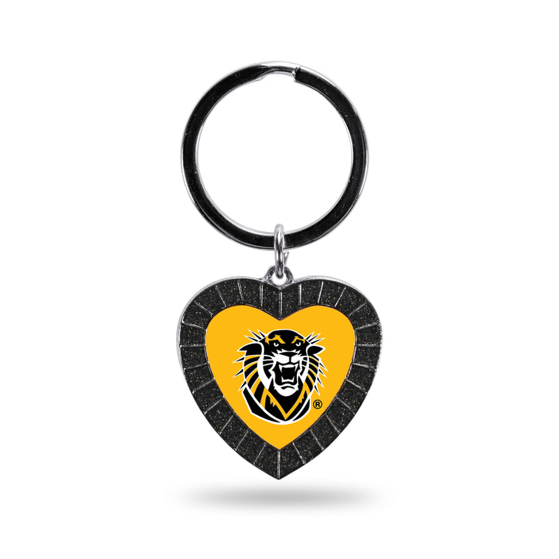 Fort Hays State Tigers Black Rhinestone Heart Keychain