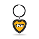 Vcu (Virginia Commonwealth University) Black Rhinestone Heart Keychain