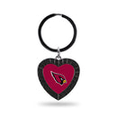 Cardinals - AZ Black Rhinestone Heart Keychain