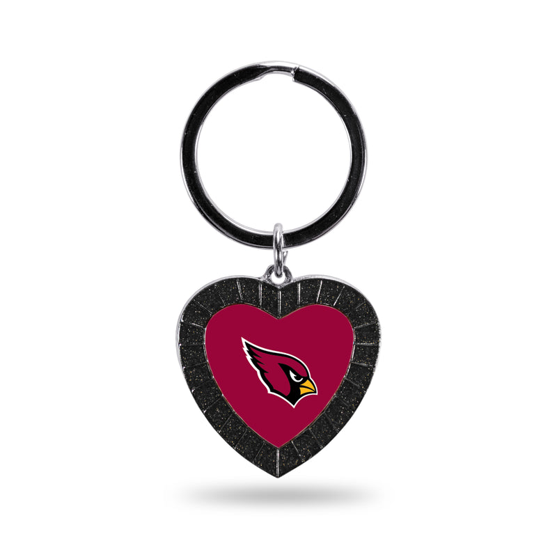 Cardinals - AZ Black Rhinestone Heart Keychain