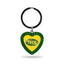 Arkansas Tech University Green Rhinestone Heart Keychain