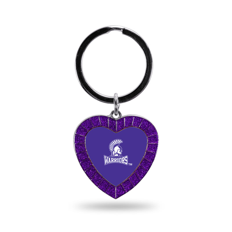 Winona State Colored Rhinestone Heart Keychain - Purple