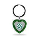 Northwest Missouri State Green Rhinestone Heart Keychain