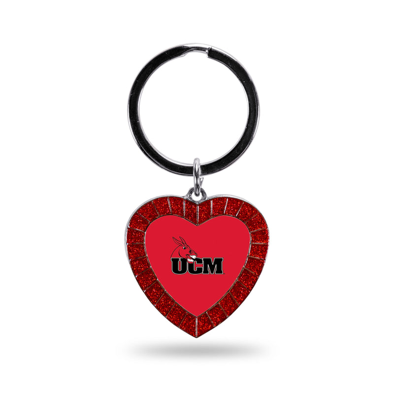Central Missouri Colored Rhinestone Heart Keychain - Red