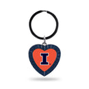 Illinois University Navy Rhinestone Heart Keychain