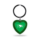 North Dakota University Colored Rhinestone Heart Keychain - Green