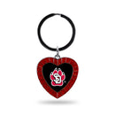 South Dakota University Red Rhinestone Heart Keychain