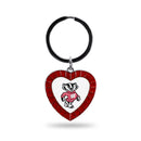 Wisconsin University Red Rhinestone Heart Keychain