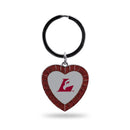 Wisconsin - Lacrosse Colored Rhinestone Heart Keychain - Maroon
