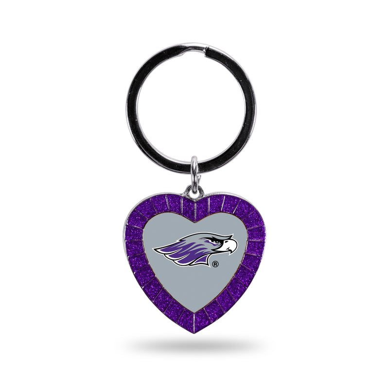 Wisconsin - Whitewater Purple Rhinestone Heart Keychain