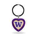 Washington University Purple Rhinestone Heart Keychain