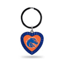Boise State Royal Rhinestone Heart Keychain