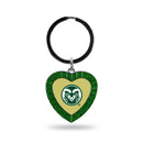 Colorado State Green Rhinestone Heart Keychain