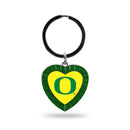 Oregon University Green Rhinestone Heart Keychain