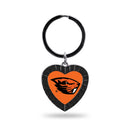 Oregon State Black Rhinestone Heart Keychain