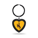Wyoming University Black Rhinestone Heart Keychain