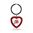 Utah University Red Rhinestone Heart Keychain