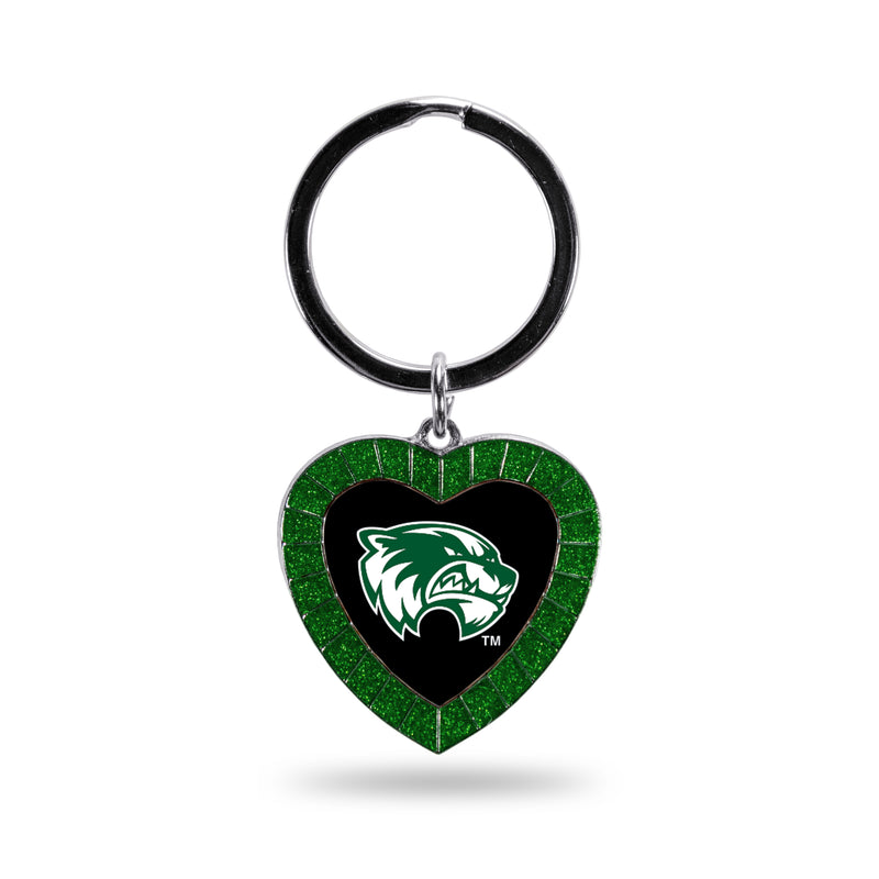 Utah Valley Green Rhinestone Heart Keychain