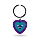 Hornets Colored Rhinestone Heart Keychain - Purple