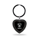 Nets Colored Rhinestone Heart Keychain - Black