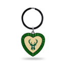 Bucks Colored Rhinestone Heart Keychain - Green