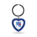 Rangers - NY Colored Rhinestone Heart Keychain - Royal