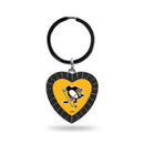Penguins Colored Rhinestone Heart Keychain - Black