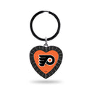 Flyers Colored Rhinestone Heart Keychain - Black