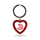 Hawks -ATl Colored Rhinestone Heart Keychain - Red
