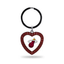 Heat Colored Rhinestone Heart Keychain - Maroon