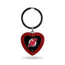 Devils Colored Rhinestone Heart Keychain - Red