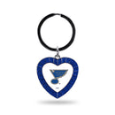 Blues Colored Rhinestone Heart Keychain - Royal