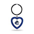 Canucks Colored Rhinestone Heart Keychain - Royal