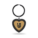 Golden Knights Colored Rhinestone Heart Keychain - Black