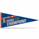 Florida University 3 Time College Football Champs Soft Felt Carded Pennant (12X30)