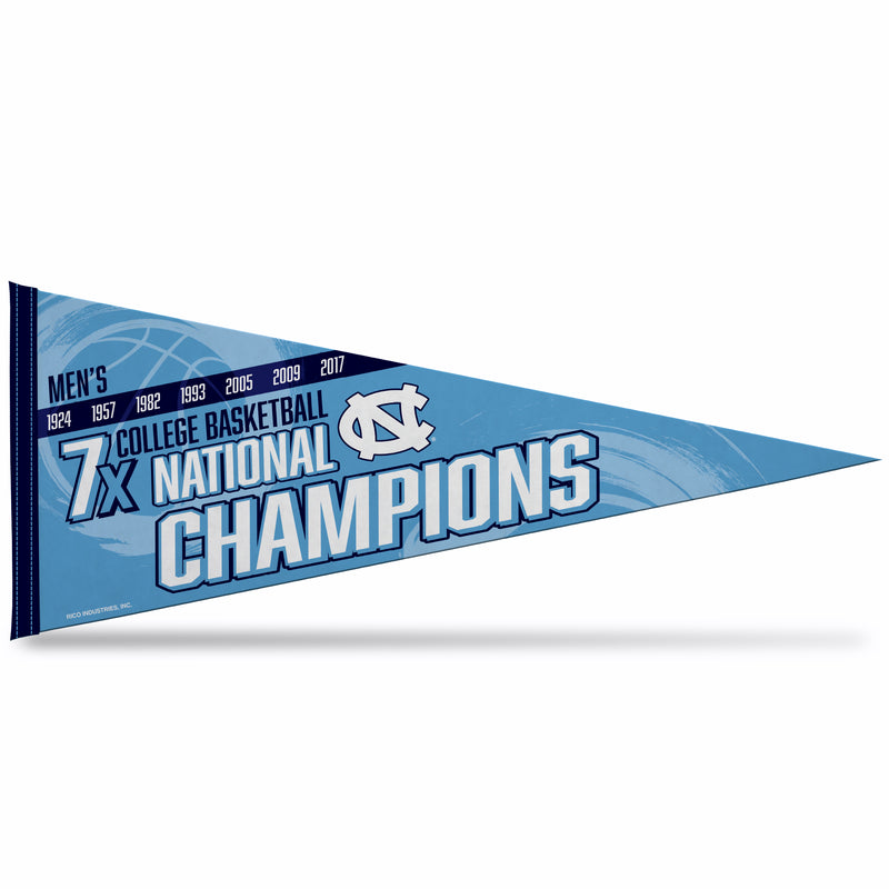 North Carolina University 7 Time College Basketball Champs Soft Felt Carded Pennant (12X30)