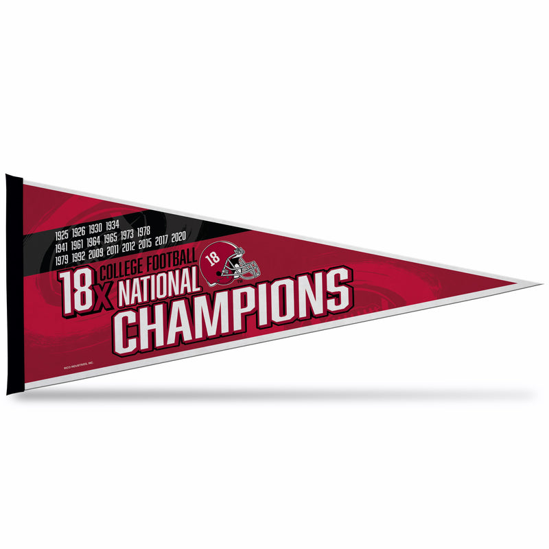 Alabama University 18 Time College Football Champs Soft Felt Carded Pennant (12X30)