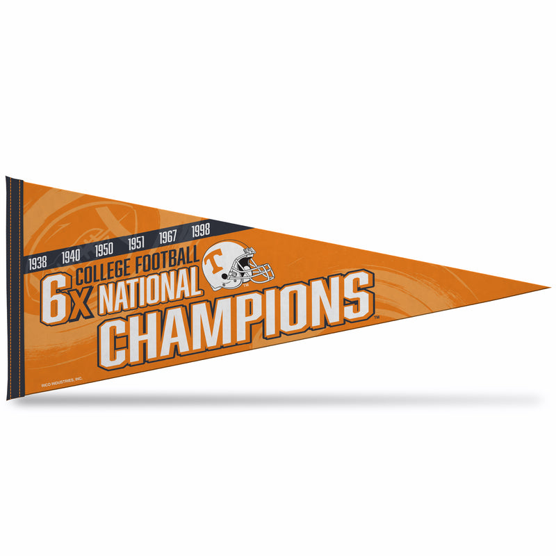 Tennessee University 6 Time College Football Champs Soft Felt Carded Pennant (12X30)