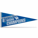 Kentucky University 8 Time College Basketball Champs Soft Felt Carded Pennant (12X30)
