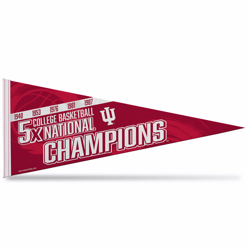 Indiana University 5 Time College Basketball Champs Soft Felt Carded Pennant (12X30)