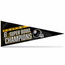 Steelers 6 Time Super Bowl Champs  Soft Felt Carded Pennant (12X30)