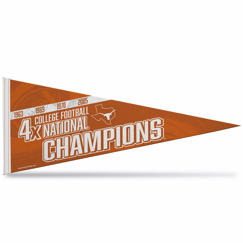 Texas University 4 Time College Football Champs Soft Felt Carded Pennant (12X30)