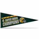 Packers 4 Time Super Bowl Champs  Soft Felt Carded Pennant (12X30)