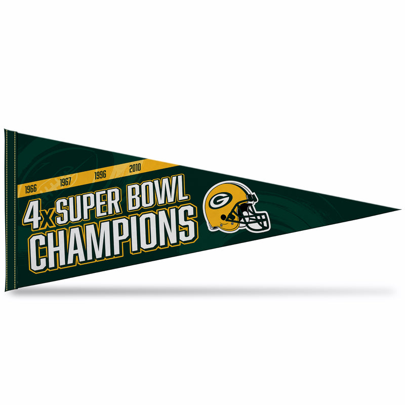 Packers 4 Time Super Bowl Champs  Soft Felt Carded Pennant (12X30)