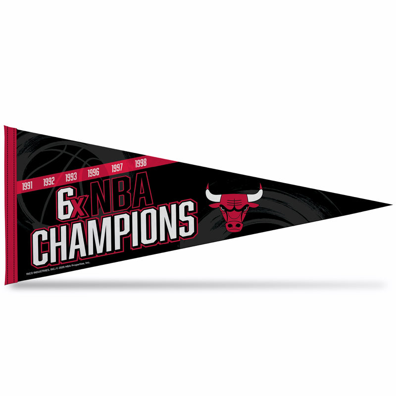 Bulls : 6 Time Nba Champs Soft Felt Carded Pennant (12X30)